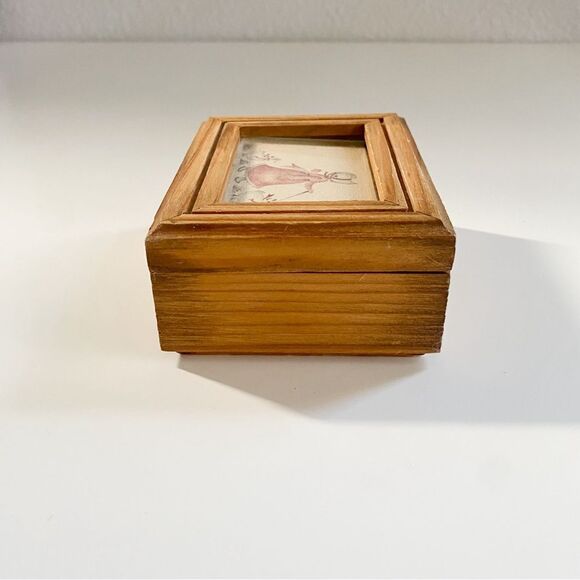 Vintage Wooden Multi-Purpose Box With Picture Frame On Top Jewelry Ring Keeper - Picture 3 of 5